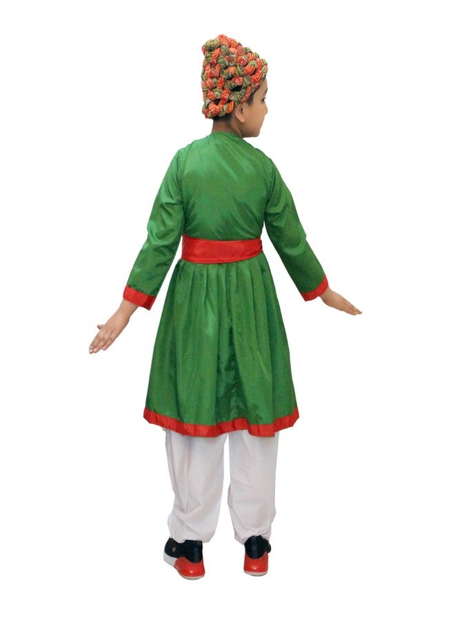 كاكو فانسي دريسيس زيّ رقص شعبي هندي تقليدي من كاكو فانسي راجستاني، يتكون من أنغارخا مع دهوتي وباغادي، باللون الأخضر، مناسب للأولاد من عمر 3-4 سنوات. - Image 4